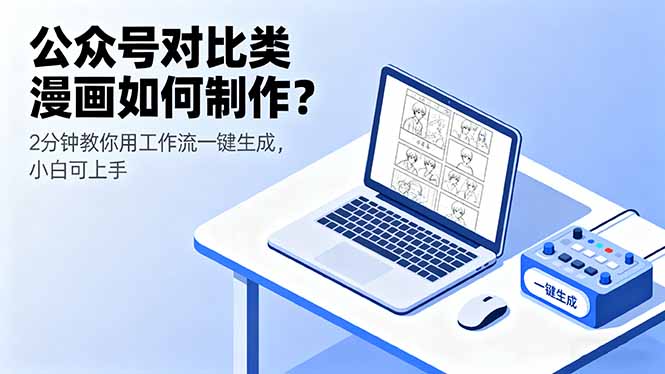 公众号对比类漫画如何制作？2分钟教你用工作流一键生成，小白可上手-骏阁网
