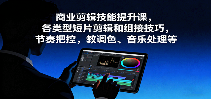 商业剪辑技能提升课，各类型短片剪辑和组接技巧，节奏把控，教调色、音乐处理等-骏阁网