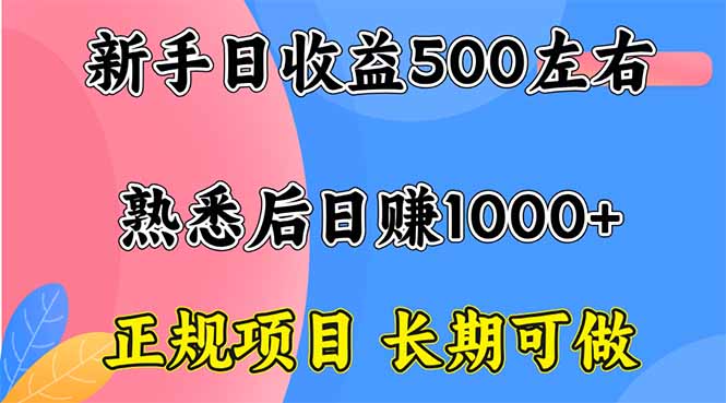 新手日收益500+ 正规项目 长期可做-骏阁网