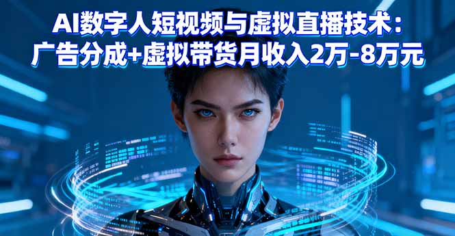 AI数字人短视频与虚拟直播技术：广告分成+虚拟带货月收入2万-8万元-骏阁网