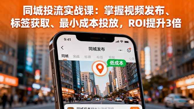 同城投流实战课：掌握视频发布、标签获取、最小成本投放，ROI提升3倍-骏阁网