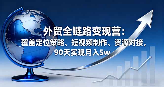 外贸全链路变现营：覆盖定位策略、短视频制作、资源对接，90天实现月入5w-骏阁网
