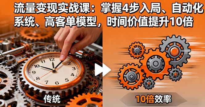 流量变现实战课：掌握4步入局、自动化系统、高客单模型，时间价值提升10倍-骏阁网