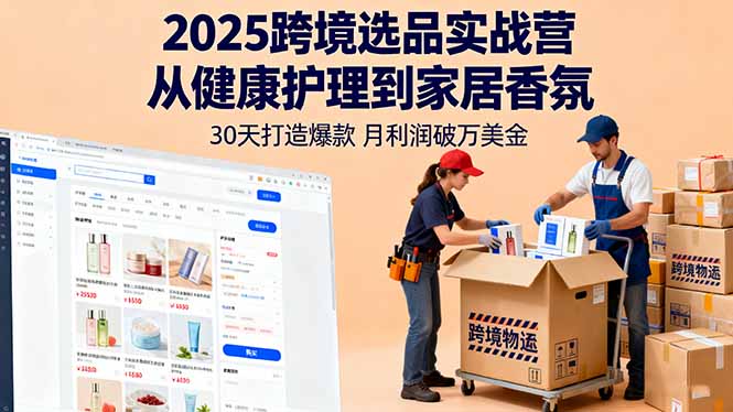 2025跨境选品实战营：从健康护理到家居香氛，30天打造爆款,月利润破万美金-骏阁网