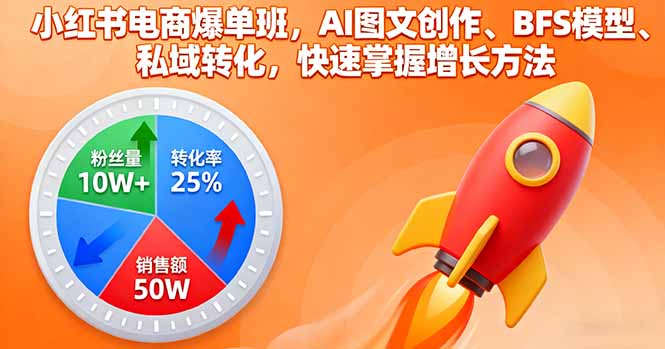 小红书电商爆单班，AI图文创作、BFS模型、私域转化，快速掌握增长方法-骏阁网