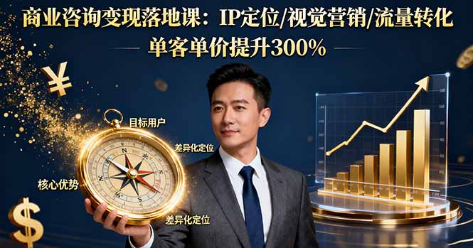 商业咨询变现落地课：IP定位/视觉营销/流量转化，单客单价提升300%-骏阁网