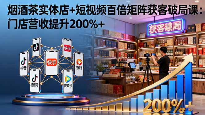 647db25e6a9bb7175f7df77dcb4d3159.jpeg 烟酒茶实体店+短视频百倍矩阵获客破局课:门店营收提升200%+