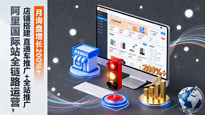 阿里国际站全链路运营，店铺搭建+直通车推广+全站推广，月询盘增长200%+-骏阁网