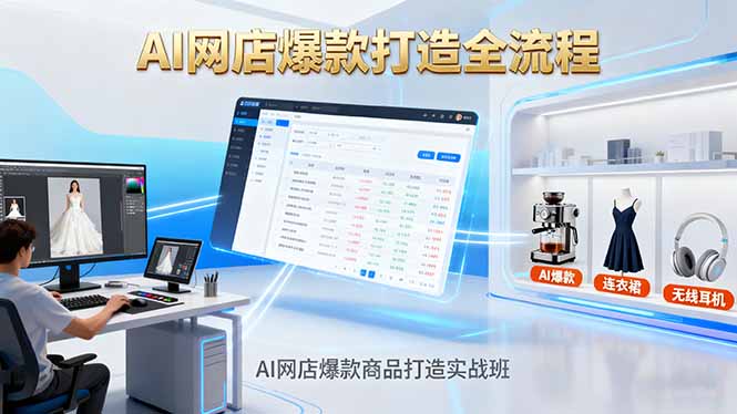 AI网店爆款商品打造实战班：AI技术实现商品图智能处理，快速搭建AI网店-骏阁网