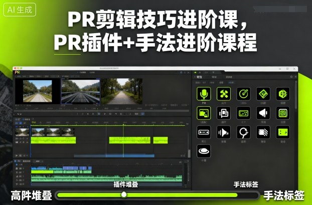 PR剪辑技巧进阶课，PR插件+手法进阶课程-骏阁网