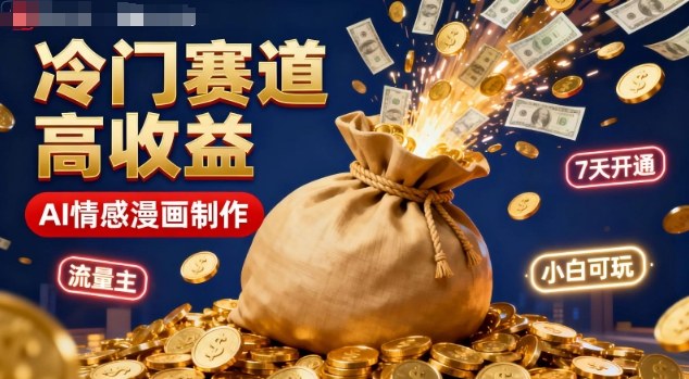 公众号冷门赛道，用AI做情感漫画，7天开通流量主，操作简单，小白可玩-骏阁网