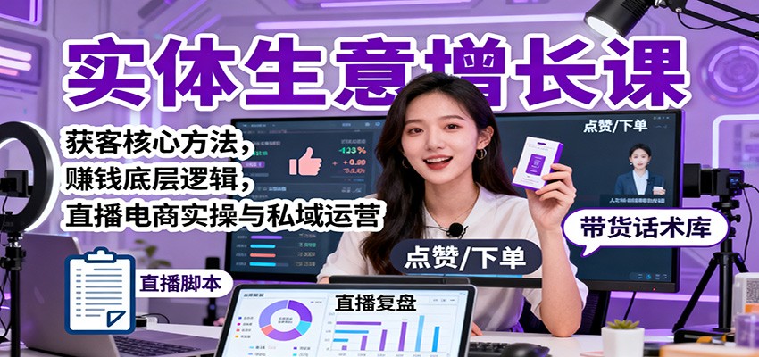 实体生意增长课：获客核心方法，赚钱底层逻辑，直播电商实操与私域运营-骏阁网