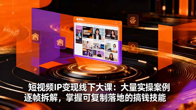 短视频IP变现线下大课：大量实操案例逐帧拆解，掌握可复制落地的搞钱技能-骏阁网
