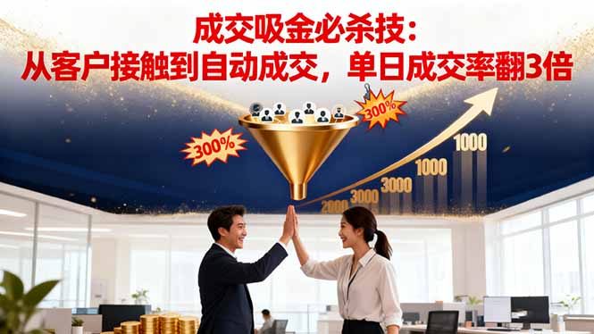 吸金成交营销必杀技：从客户接触到自动成交，单日成交率翻3倍-骏阁网