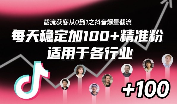 9fe8489ae1afb2adcec3b08f76e47f13.jpeg 截流获客从0到1之抖音爆量截流,每天稳定加100+精准粉,适用于各行业