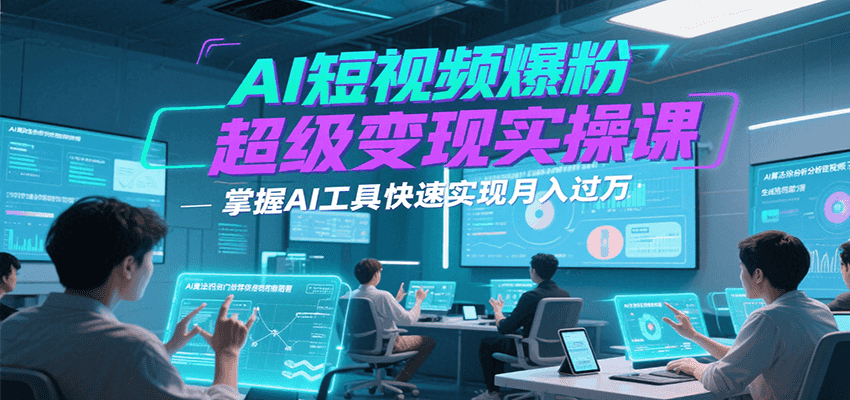 AI短视频爆粉超级变现实操课，掌握AI工具快速实现月入过万-骏阁网