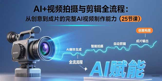 AI+视频拍摄与剪辑全流程：从创意到成片的完整AI视频制作能力(25节课-骏阁网