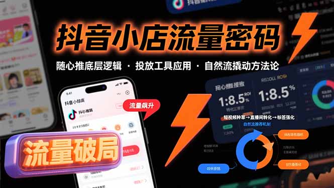 2ad171ac9612511c7d0bb03f2e7a48e2.jpeg 抖音小店流量密码,随心推底层逻辑,投放工具应用,自然流撬动核心方法论