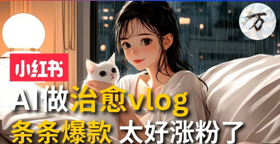 AI治愈系vlog动画视频，小红书1个月轻松涨粉破万，商单报价1500+日入2000+-骏阁网