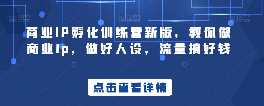商业IP孵化训练营新版，教你做商业Ip，做好人设，流量搞好钱-骏阁网