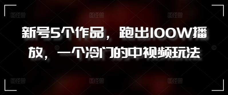 新号5个作品，跑出100W播放，一个冷门的中视频玩法【揭秘】-骏阁网