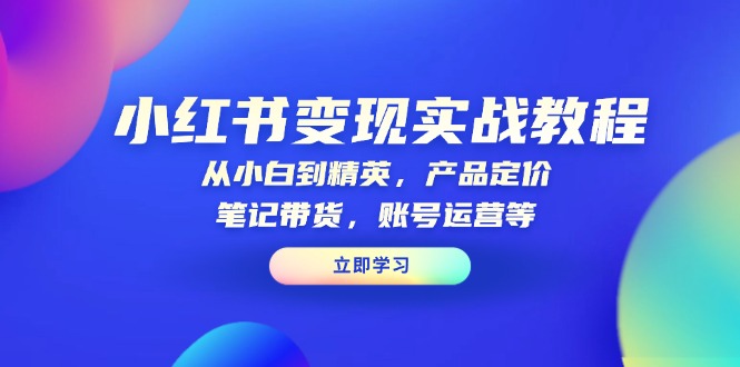 小红书变现实战教程：从小白到精英，产品定价，笔记带货，账号运营等-骏阁网