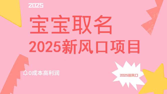 2025新风口项目宝宝取名，0成本高利润，附保姆级教程，月入过万不是梦-骏阁网