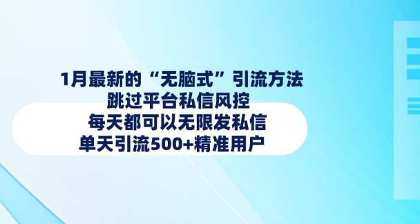 1月最新的无脑式引流方法，跳过平台私信风控，每天都可以无限发私信，单天引流500+精准用户-骏阁网
