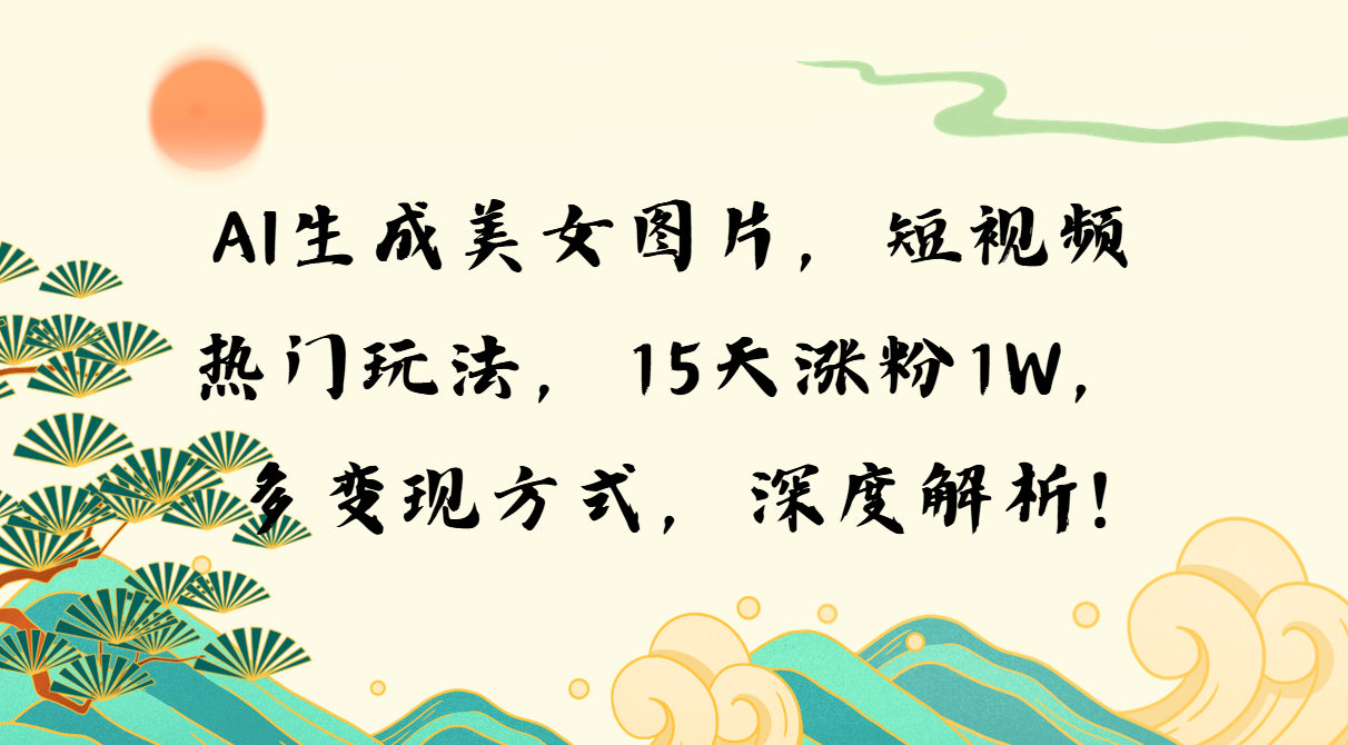 AI生成美女图片，短视频热门玩法，15天涨粉1W，多变现方式，深度解析!-骏阁网