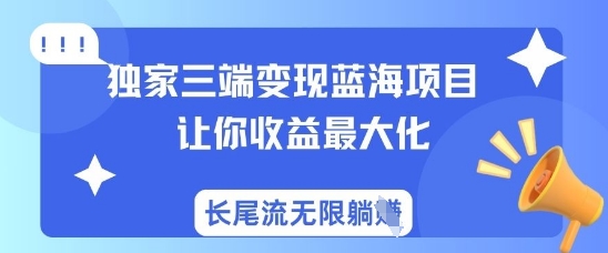 独家三端变现蓝海项目，让你收益最大化，长尾流无限躺挣-骏阁网