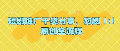 3a39a16be1645fc7999a0af86b292dfa.jpeg 短剧推广干货分享,豹剧 1:1原创全流程