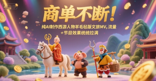 商单不断！纯AI制作西游人物羊毛毡版文旅MV，流量+节目效果统统拉满-骏阁网