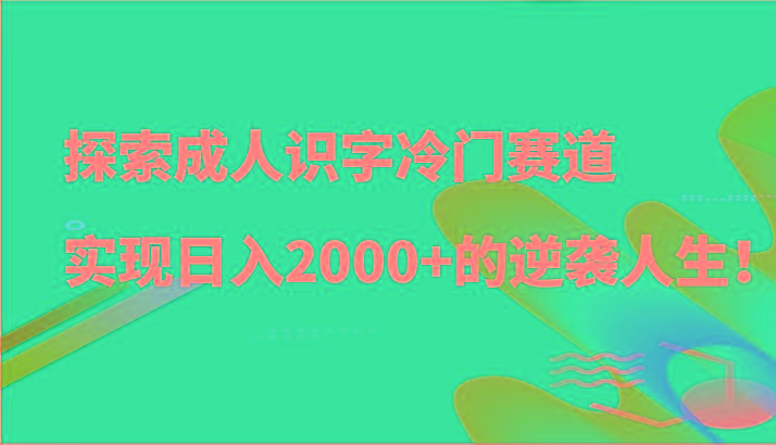 探索成人识字冷门赛道,实现日入2000+的逆袭人生!-骏阁网
