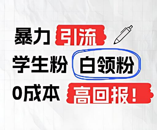 暴力引流学生粉白领粉，吊打以往垃圾玩法，0成本，高回报-骏阁网