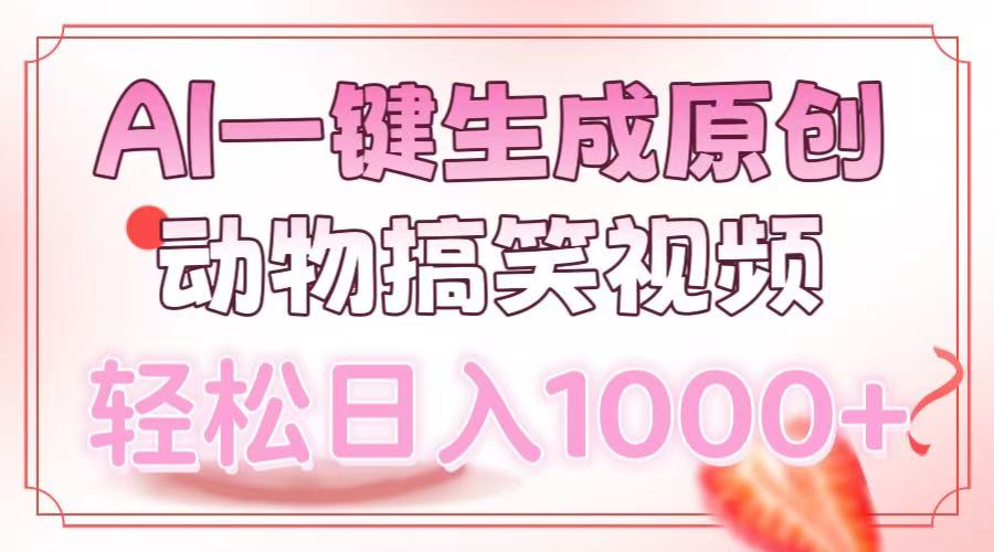 AI一键生成原创动物搞笑视频，轻松日入1000+-骏阁网