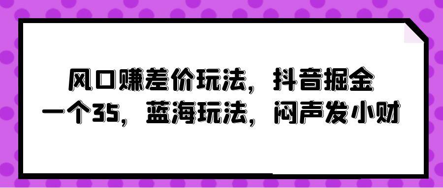 (10022期)风口赚差价玩法，抖音掘金，一个35，蓝海玩法，闷声发小财-骏阁网