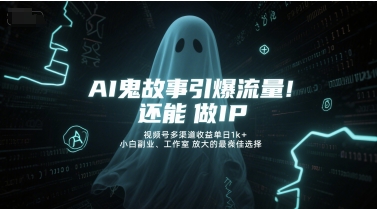 45130b4348fb6ff32a95482225752120.jpeg AI鬼故事引爆流量,还能做IP,视频号多渠道收益单日1k+,小白副业、工作室放大的最佳选择