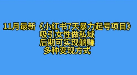 K总部落11月最新小红书7天暴力起号项目，吸引女性做私域【揭秘】-骏阁网