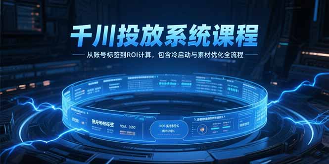 千川投放系统课程，从账号标签到ROI计算，包含冷启动与素材优化全流程-骏阁网