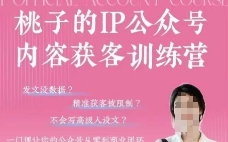 桃子IP公众号内容获客训练营(第3期)，一门让你公众号从0到商业闭环的课程-骏阁网
