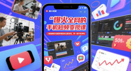 4d86ca33e54639f38dc91a4a5eb7b00c.jpeg 爆火全网的手机短视频变现课,0基础教你拍摄剪辑涨粉运营变现,用一部手机挣钱