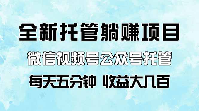 全新托管躺赚项目，微信视频号公众号托管代运营，每天五分钟，收益大几百-骏阁网