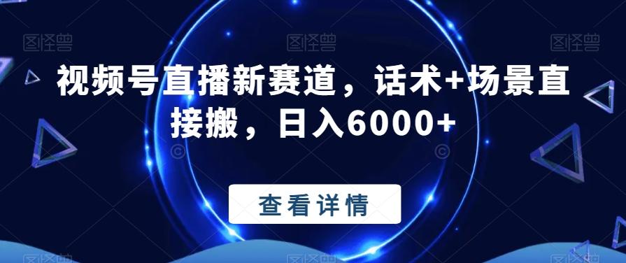 视频号直播新赛道，话术+场景直接搬，日入6000+-骏阁网