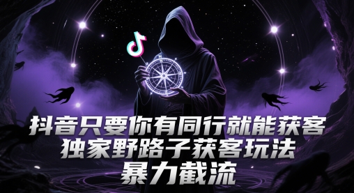 抖音只要你有同行就能获客，独家野路子获客玩法，暴力截流【揭秘】-骏阁网
