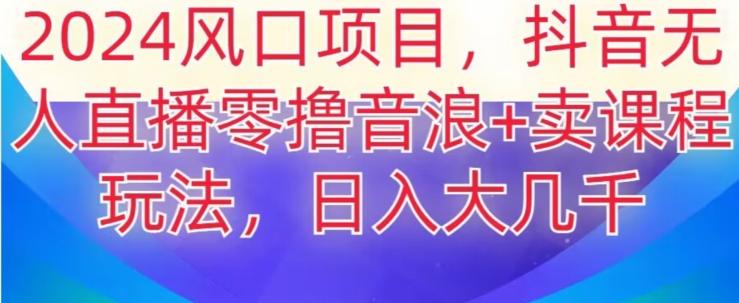 2024风口项目，抖音无人主播撸音浪+卖课程玩法，日入大几千【揭秘】-骏阁网
