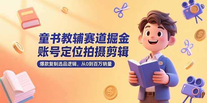 童书教辅赛道掘金，账号定位拍摄剪辑，爆款复制选品逻辑，从0到百万销量-骏阁网