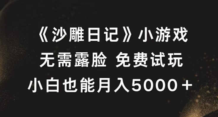 《沙雕日记》小游戏，无需露脸免费试玩，小白也能月入5000+【揭秘】-骏阁网