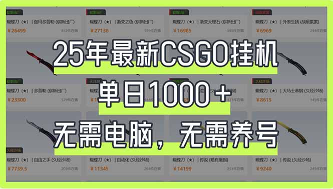 25年最新CSGO挂机系统，单日1000+，无需电脑，无需养号，0基础可上手-骏阁网