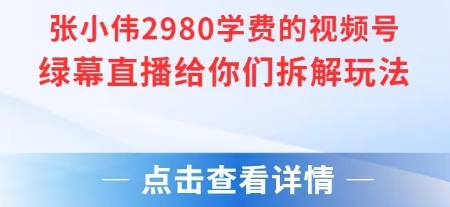 张小伟2980付费额视频号绿幕直播给你们拆解玩法-骏阁网