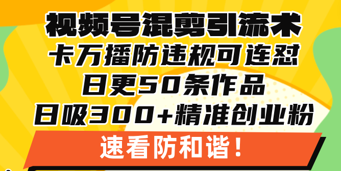 视频号混剪引流技术，500万播放引流17000创业粉，操作简单当天学会-骏阁网